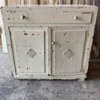 Oud Shabby Kastje, Commode, Badkamermeubel. Sleets, Stoer. thumbnail 3