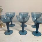 Vintage Cocktail Glazen - Blauw/Petrol Kleur - Set Van 6 thumbnail 8