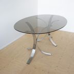 Italian Chrome And Smoked Glass Dining Table thumbnail 2