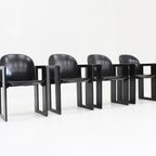 Dialogo Zwarte Leren Eetkamerstoelen Van Afra En Tobia Scarpa Voor B&B Italia, 1974, Set Van 4 thumbnail 9