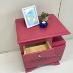 Antiek Restyle Kastje Nachtkastje Fuchsia Roze & Kobalt Knop thumbnail 7