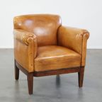 Luxe, Gerestaureerde Antieke Art Deco Schapenleren Fauteuil Met Een Correct Zitcomfort thumbnail 2