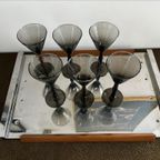 Set Van 6 Vintage Smoked Glas Martini / Coctail Glaasjes thumbnail 5