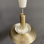 Metal Hanging Lamp Veb Brass Color And White 1960S thumbnail 10