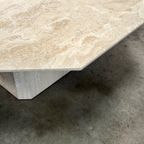 Vintage Achthoekige Travertin Salontafel, 1970’s thumbnail 2
