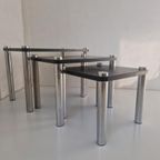 Mid Century Mimiset Nest Tafeltjes Hout En Chroom thumbnail 12