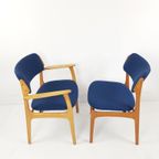 Vintage Deense Stoelen Erik Büch | Ploegwool Blauw Setprijs thumbnail 4