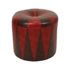 Ronde Vintage Poef Bruin Rood Tweekleurig Skai Sixties thumbnail 2