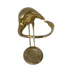 Hollywood Regency - Umbrella Stand In The Shape Of A Flamingo Standing In A Pond - Polished Brass thumbnail 7