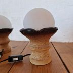 2 Brutalist Vintage Tafel Lampen Keramiek Jaren 70. thumbnail 7