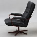 Set Van Twee Vintage Zwart Lederen Draaistoelen ,Zweden 1970(22566) thumbnail 4