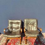 Vintage Siesta Fauteuils, Ingmar Relling, Beuken Leer Design thumbnail 4