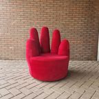 90'S Vintage Fauteuil Rode Handstoel Retro Fauteuil thumbnail 4