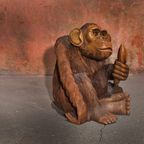 Xl Handcrafted Wooden Sculpture A Monkey Who Likes Banana thumbnail 10