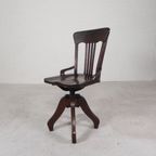 Eiken Bureaustoel, Atelierstoel, In Hoogte Verstelbaar, Jaren 30 thumbnail 4