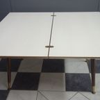 Dining Table Formica White And Brown Adjustable In Size And Height thumbnail 9