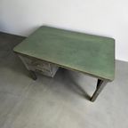 Vintage Industriële Desk / Bureau Acior Met Muntgroen Blad thumbnail 5