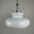 Hanglamp Opaline Melkglas Met Chroom | Vintage Midcentury 2X thumbnail 3