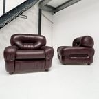 Italiaanse Lederen Fauteuil In De Stijl Van Sapporo, 1970's thumbnail 3