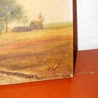 Vintage Landscape Painting On Canvas * Signed Countryside Scene thumbnail 8