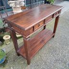 Koloniaal Teakhouten Sidetable, Wandtafel, Console thumbnail 4