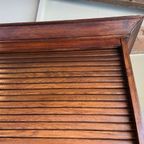 Prachtige Hoge Antieke Eiken Houten Archiefkast, Rolluikkast thumbnail 9