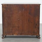 Mooie Antieke Eikenhouten Engelse Ladekast/ Commode Uit De 18e Eeuw Met Originele Bolpootjes thumbnail 4