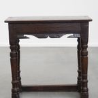 Charmante En Veelzijdige Gesigneerde Antieke Engelse Eikenhouten Joint Stool/ Kruk/ Bijzettafel thumbnail 5