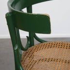 Set Van 2 Leuke Groene Sierlijke Vintage Bistro Stoelen Met Een Gematte Rieten Zitting thumbnail 10