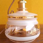Vintage Hanglampjes, Oud Roze, Goudkleurig Glas, Schulprand thumbnail 8