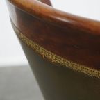 Stijlvolle Groene Leren En Houten Empire Stijl Bijzet/ Bureaustoel Uit Begin 20e Eeuw thumbnail 12