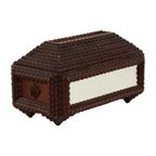 Antieke Tramp Art Doos Met Spiegels Folk Art Verzamelobject thumbnail 9
