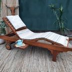 Luxe Loungebed Teak Houten Ligbed Verstelbaar Wiel Dienblad thumbnail 18