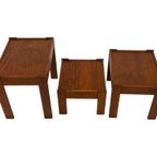Vintage Set Van 3 Bijzettafels Nesting Grenen Hout Jaren 60 thumbnail 15