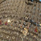 Xxl Vintage Opaline Teardrop Kroonluchter Pegels Kristal Hanglamp thumbnail 8