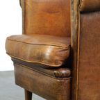 Unieke Vintage Schapenleren Clubfauteuil Met Een Uitzonderlijk Design thumbnail 12