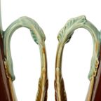 Franse Art Nouveau Majolica Vazen Orchies L’herminè Declercq 27cm thumbnail 12