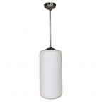 Vintage Hanglamp Met Cilindervormige Wit Glazen Kap, Jaren 50 thumbnail 2