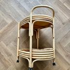 Vintage Bamboe-rotan Serveer Trolley thumbnail 16