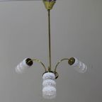 Vintage Plafondlamp - 3-Armig, Messing, Glas Jaren '50/'60 thumbnail 4