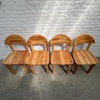 Set (4) Vintage Eetkamerstoelen Grenen Hout - Daumiller thumbnail 4