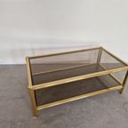 Hollywood Regency Salontafel Goud Gerookt Glas thumbnail 5