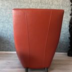 2X Leolux Dolcinea Fauteuil + Hocker | Roodbruin/Cognac Leer thumbnail 12