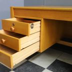 Large Blonde Wood Desk 1960S thumbnail 9