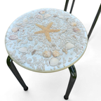 Stools With A Decorative Top Made With Sand , Seashells, And A Starfish Embedded In A Clear Acryl thumbnail 6