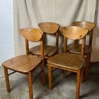 5x Vintage Grenen Keuken Stoelen, Nieuwe Gelakt, Daumiller Style thumbnail 30