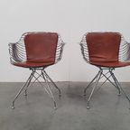 2 Design Wire Chairs Chroom Met Cognac Seat Pads thumbnail 8