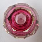 Caged And Diamond Cut Glass Pink And Clear Vase, 1980S thumbnail 5