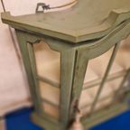 Olijfgroene Vintage Vitrinekast Wandkastje Vitrine Klassieke thumbnail 2