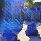 Large Vintage Spanish Cobalt Blue Glass Vases, Height 43 X Deep 35, Set Of 2. thumbnail 6